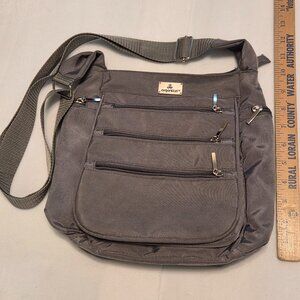 Organizzi Gray Crossbody Travel Bag Many Zippered Pockets